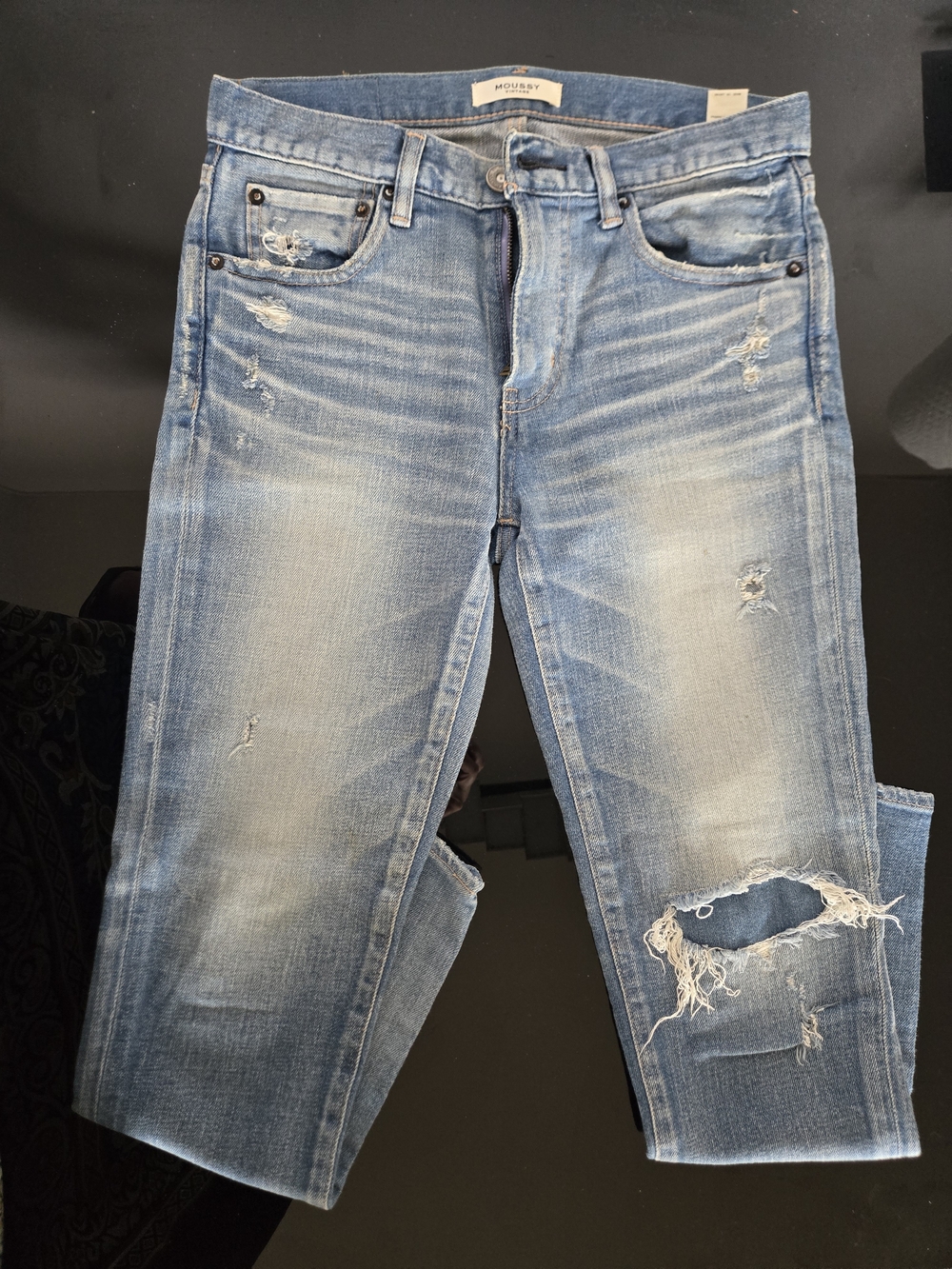 MOUSSY Vintage High Rise Distressed Jeans Light Wash - Picture 5 of 7